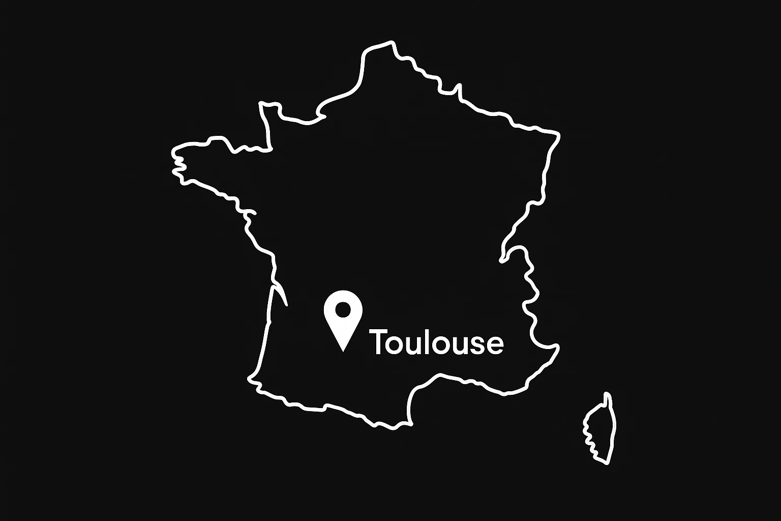 carte de France point gps sur Toulouse