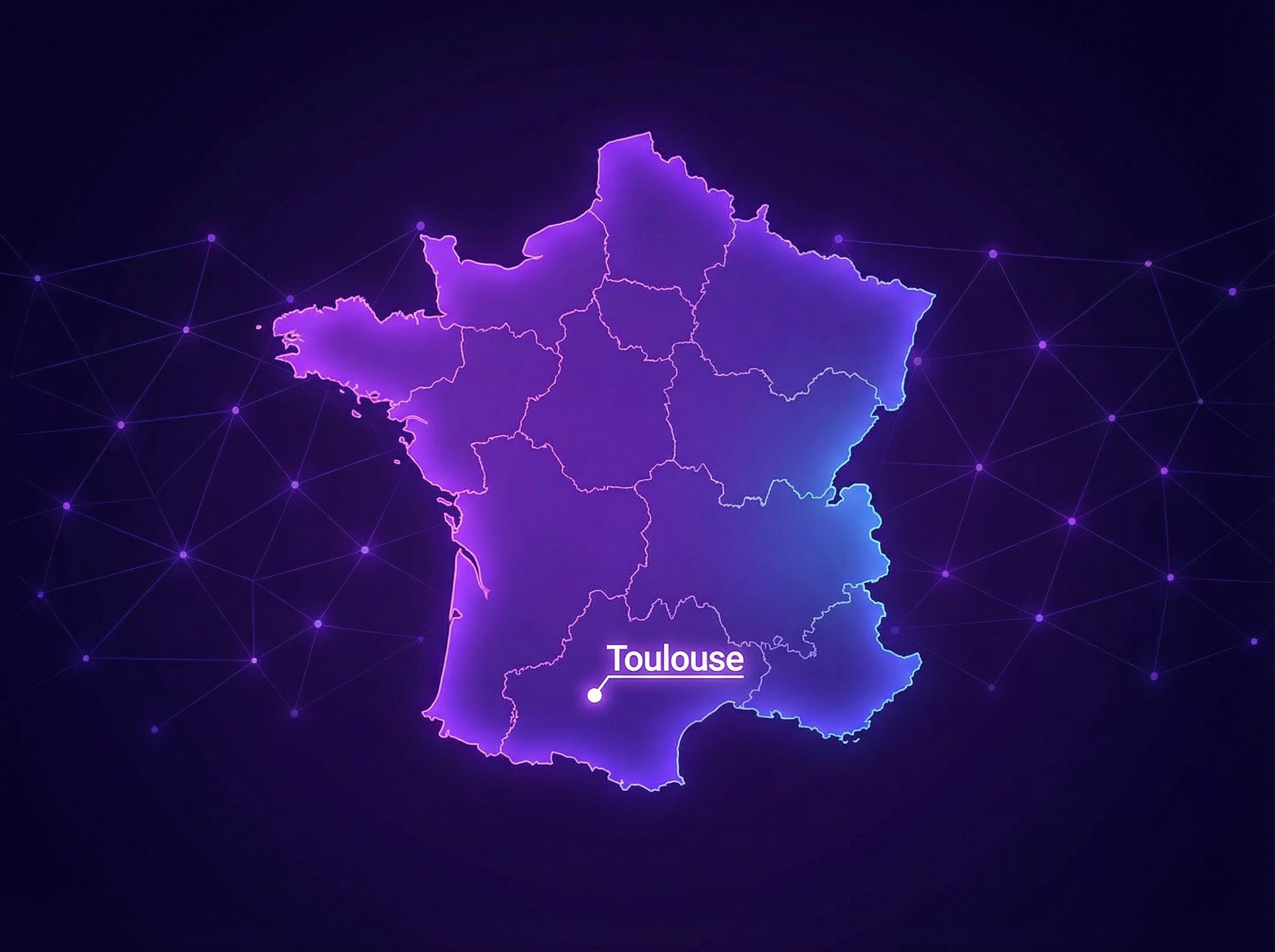 Carte de France avec point GPS sur Toulouse