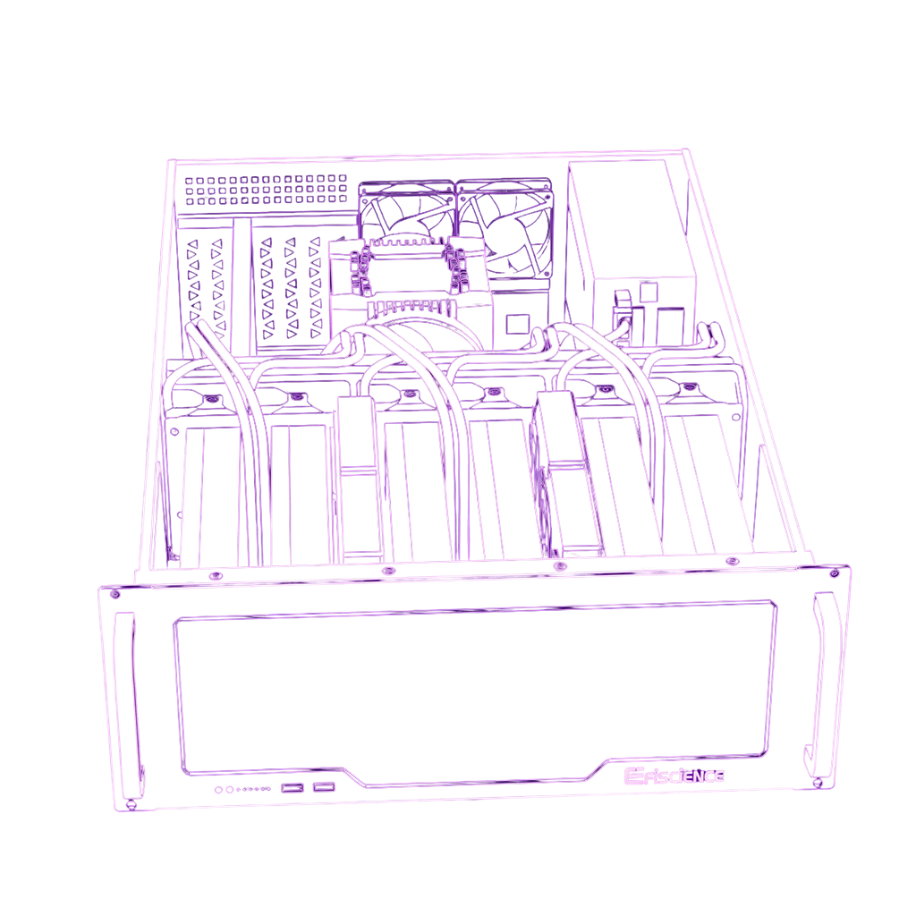 Gpu en neon violet illustrant les multi GPU Efiscience